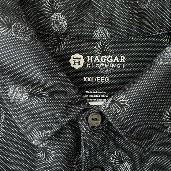 Haggar Mens Pineapple Polo Shirt Size XXL Blue Short Sleeve Collared - Picture 3 of 6